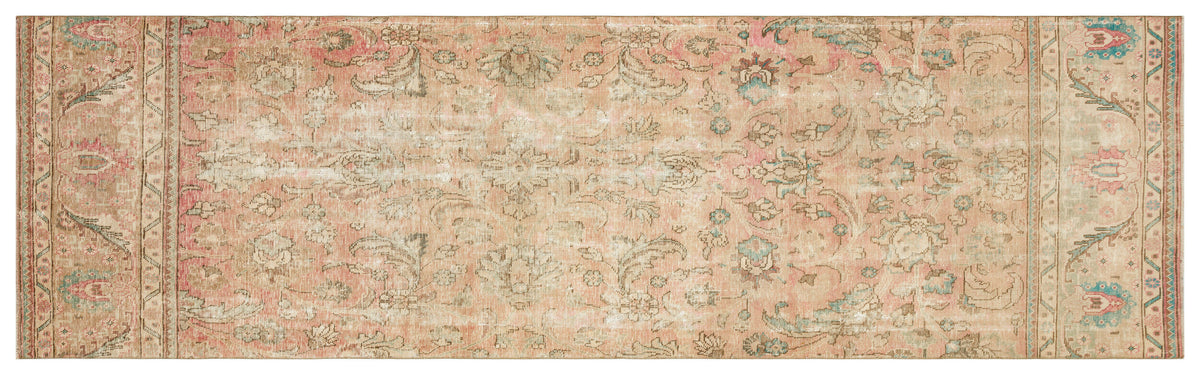 Beige Over Dyed Vintage XLarge Rug 3&#39;10&#39;&#39; x 12&#39;10&#39;&#39; ft 116 x 391 cm