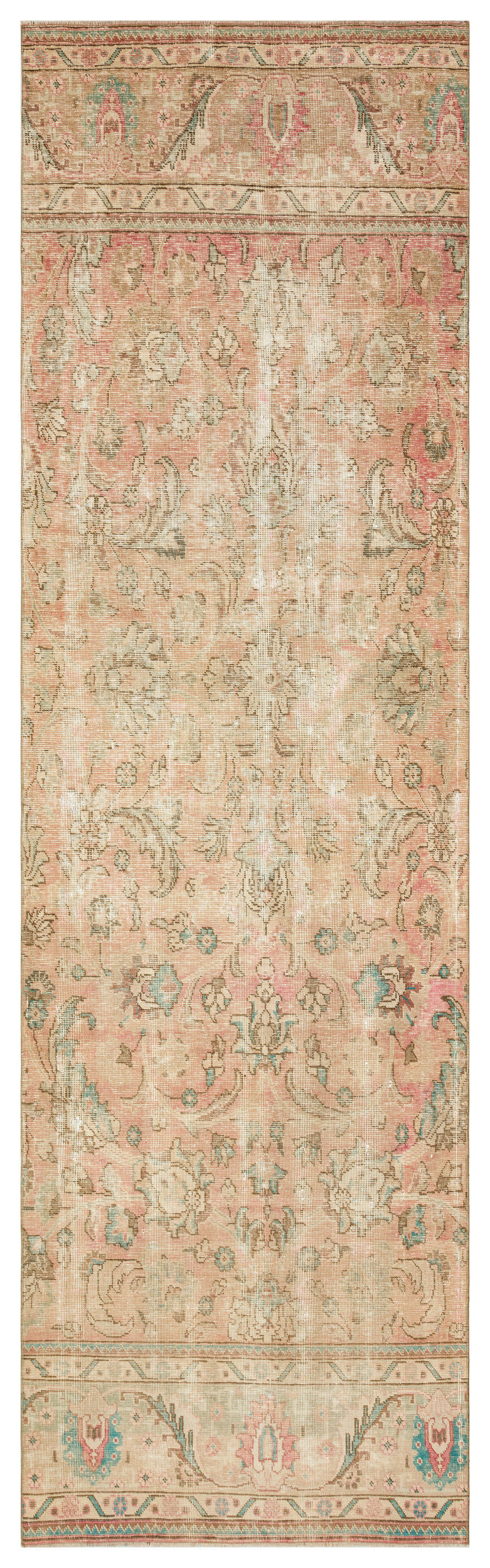 Beige Over Dyed Vintage XLarge Rug 3&#39;10&#39;&#39; x 12&#39;10&#39;&#39; ft 116 x 391 cm
