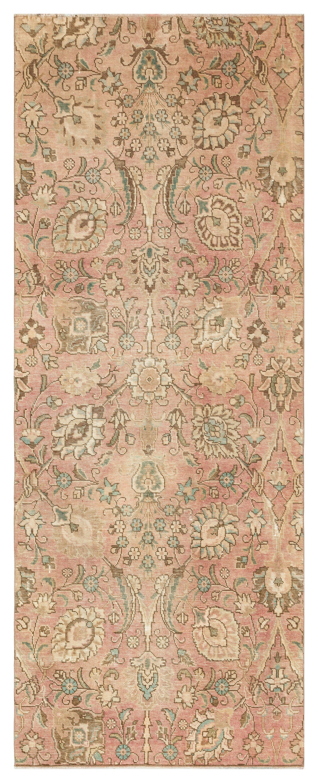 Beige Over Dyed Vintage XLarge Rug 3'7'' x 9'1'' ft 110 x 276 cm