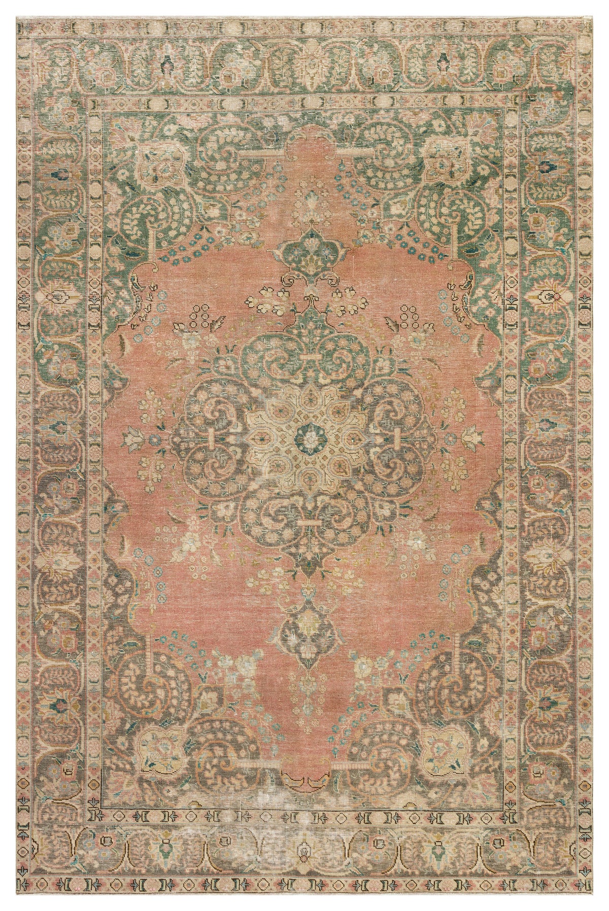 Beige Over Dyed Vintage XLarge Rug 6&#39;2&#39;&#39; x 9&#39;5&#39;&#39; ft 188 x 287 cm