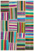 Striped Over Dyed Kilim Patchwork Unique Rug 5'3'' x 7'6'' ft 159 x 229 cm