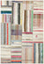 Striped Over Dyed Kilim Patchwork Unique Rug 5'2'' x 7'8'' ft 157 x 234 cm