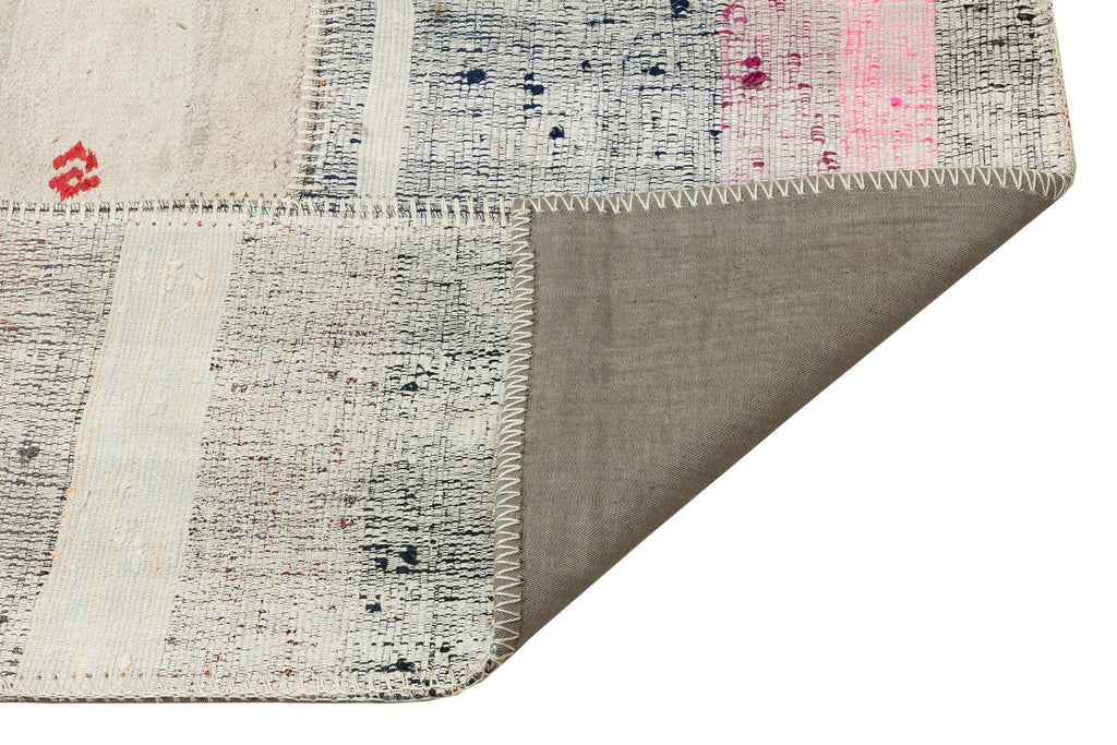 Striped Over Dyed Kilim Patchwork Unique Rug 5'1'' x 7'7'' ft 155 x 230 cm