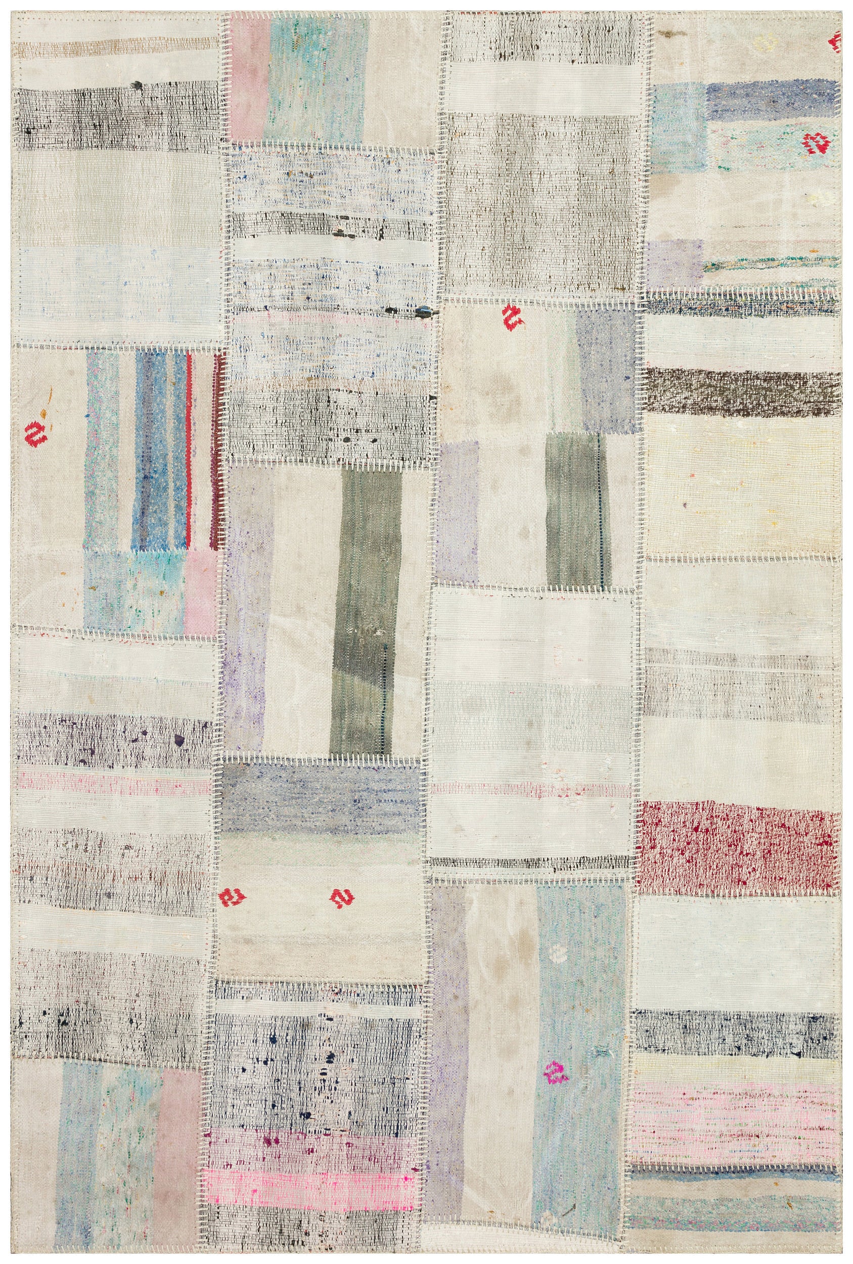 Striped Over Dyed Kilim Patchwork Unique Rug 5'1'' x 7'7'' ft 155 x 230 cm