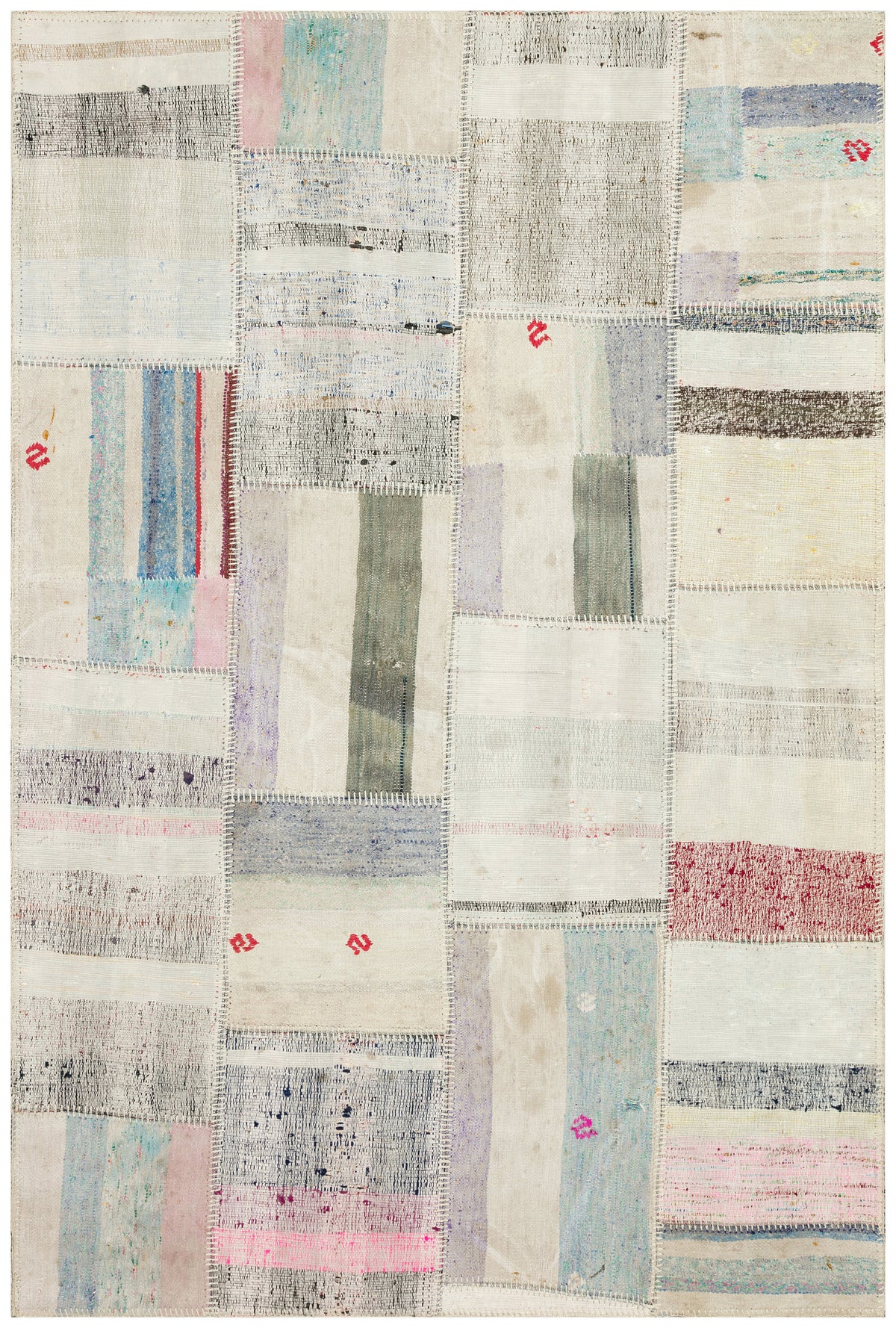 Striped Over Dyed Kilim Patchwork Unique Rug 5&#39;1&#39;&#39; x 7&#39;7&#39;&#39; ft 155 x 230 cm