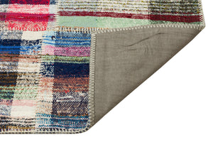 Striped Over Dyed Kilim Patchwork Unique Rug 5'2'' x 7'9'' ft 158 x 235 cm