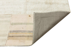 Striped Over Dyed Kilim Patchwork Unique Rug 4'8'' x 7'6'' ft 142 x 228 cm