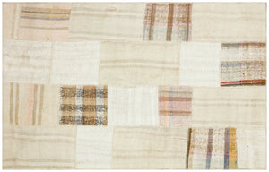 Striped Over Dyed Kilim Patchwork Unique Rug 4'8'' x 7'6'' ft 142 x 228 cm