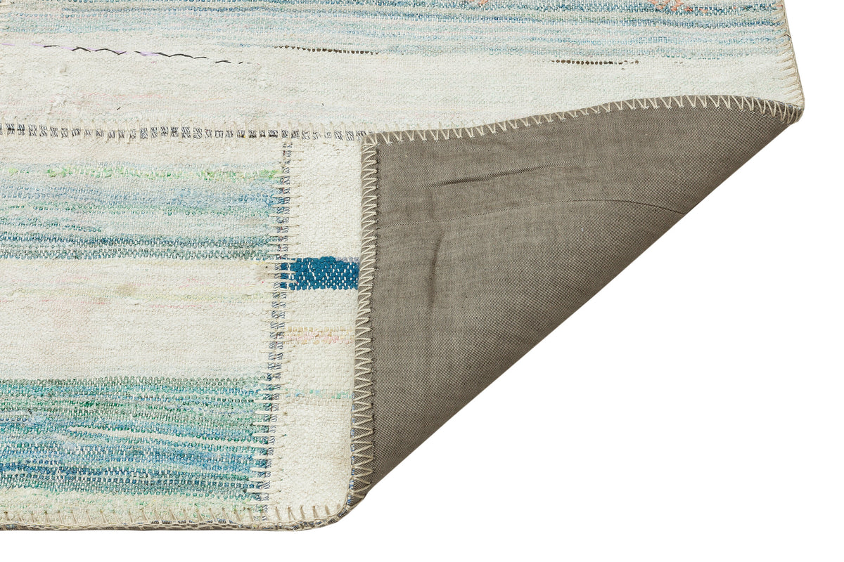 Striped Over Dyed Kilim Patchwork Unique Rug 5&#39;3&#39;&#39; x 7&#39;10&#39;&#39; ft 161 x 239 cm