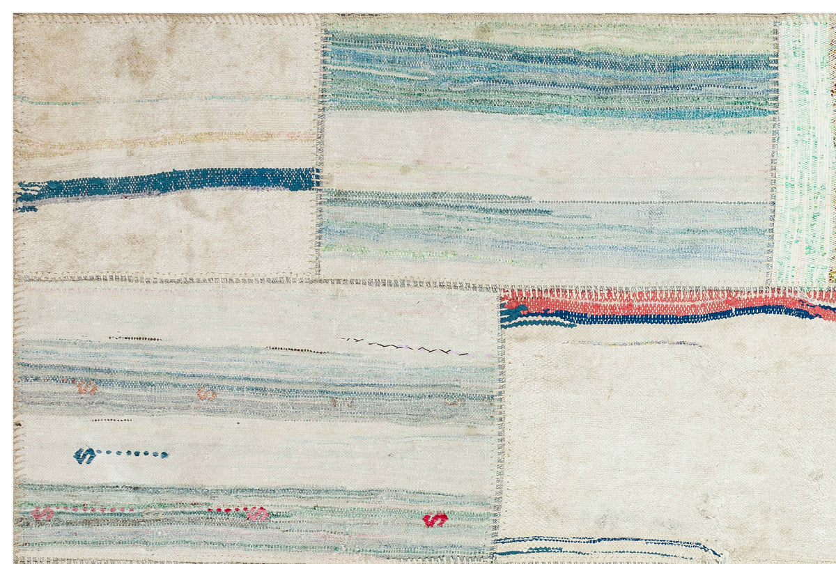 Striped Over Dyed Kilim Patchwork Unique Rug 5&#39;3&#39;&#39; x 7&#39;10&#39;&#39; ft 161 x 239 cm