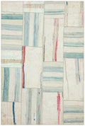 Striped Over Dyed Kilim Patchwork Unique Rug 5'3'' x 7'10'' ft 161 x 239 cm