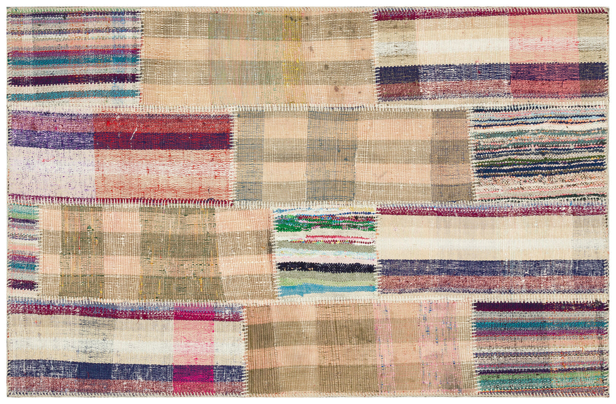 Striped Patchwork Kilim Rug 3&#39;8&#39;&#39; x 5&#39;9&#39;&#39; ft 113 x 174 cm