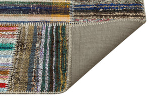 Striped Over Dyed Kilim Patchwork Unique Rug 5'0'' x 7'5'' ft 153 x 227 cm