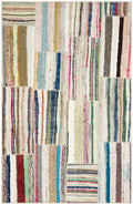 Striped Over Dyed Kilim Patchwork Unique Rug 4'11'' x 7'9'' ft 151 x 235 cm