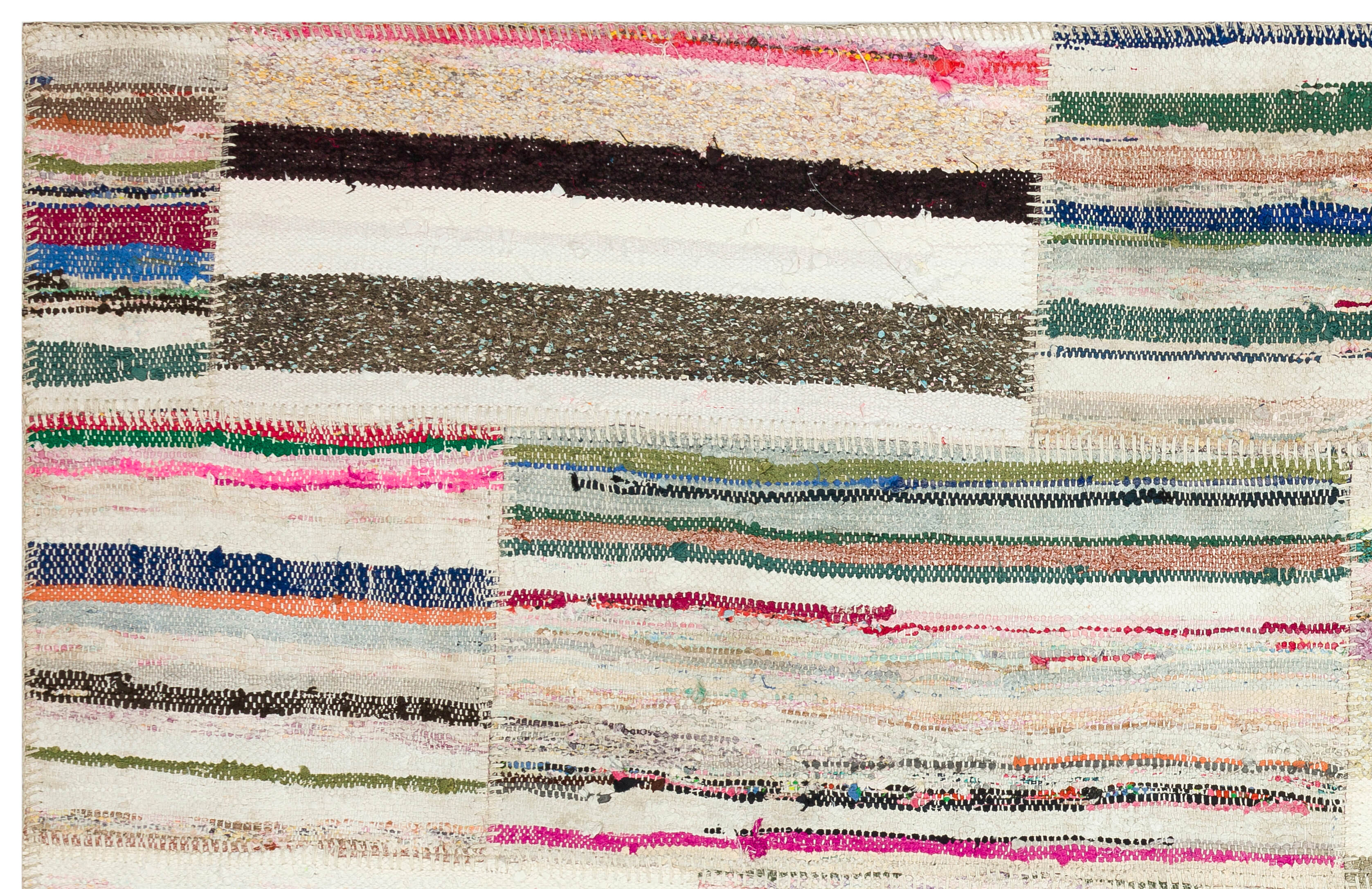 Striped Over Dyed Kilim Patchwork Unique Rug 4'11'' x 7'9'' ft 151 x 235 cm