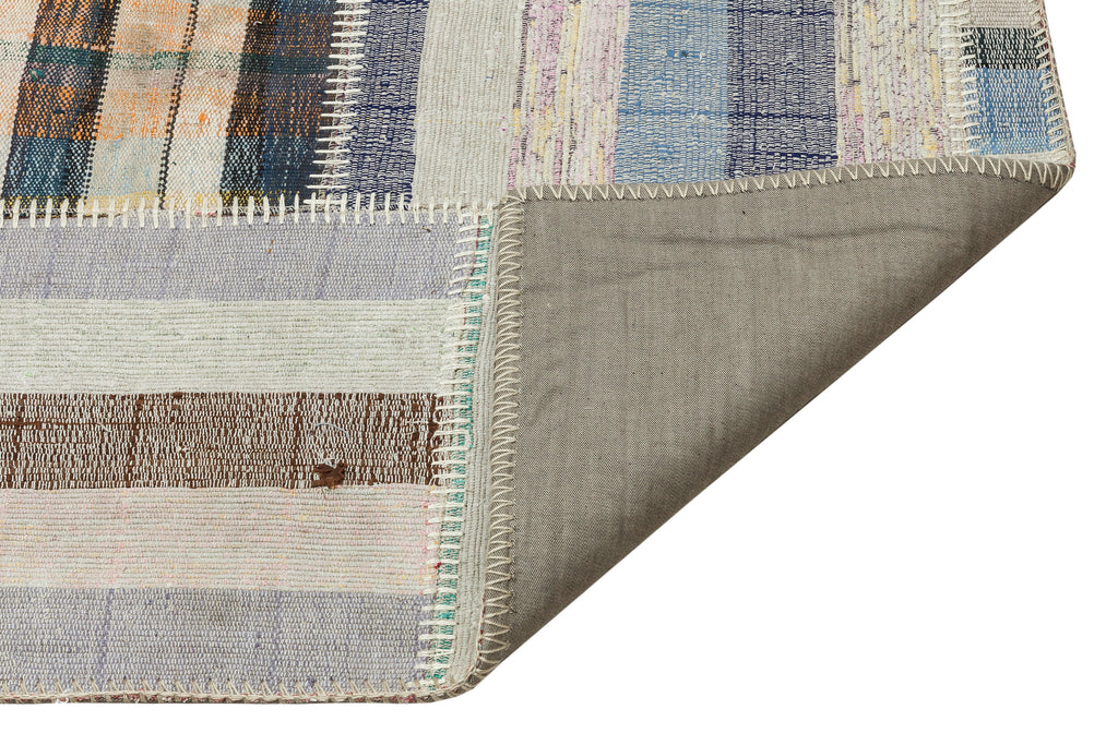 Striped Over Dyed Kilim Patchwork Unique Rug 4'12'' x 7'5'' ft 152 x 226 cm
