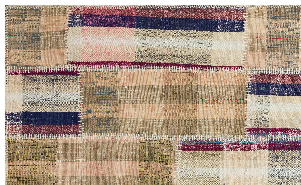 Striped Over Dyed Kilim Patchwork Unique Rug 4&#39;6&#39;&#39; x 7&#39;5&#39;&#39; ft 138 x 225 cm