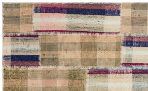 Striped Over Dyed Kilim Patchwork Unique Rug 4'6'' x 7'5'' ft 138 x 225 cm