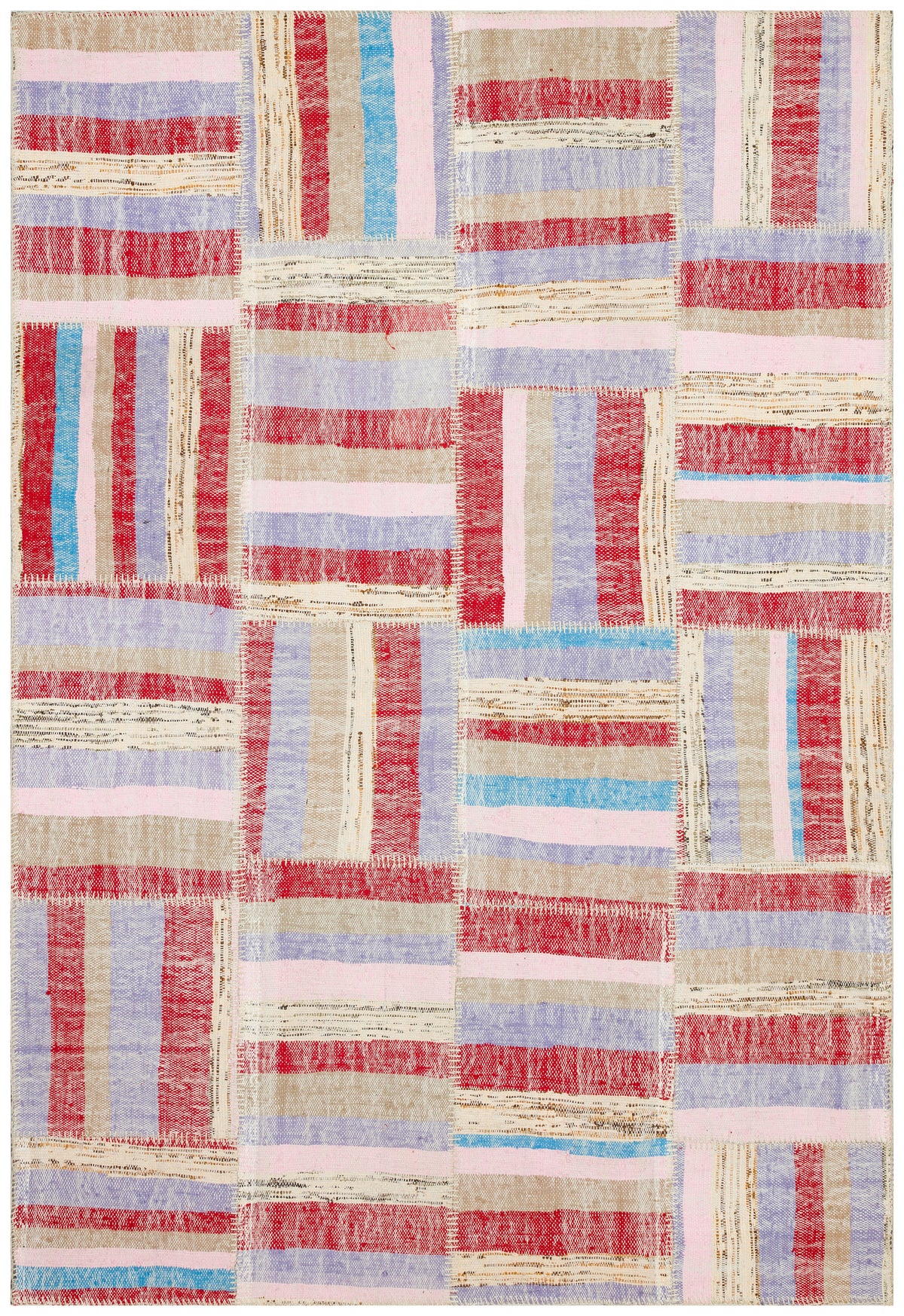 Striped Over Dyed Kilim Patchwork Unique Rug 5&#39;2&#39;&#39; x 7&#39;7&#39;&#39; ft 157 x 232 cm