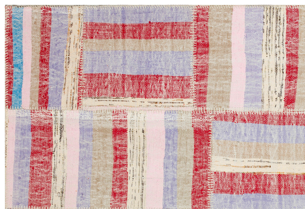 Striped Over Dyed Kilim Patchwork Unique Rug 5'2'' x 7'7'' ft 157 x 232 cm
