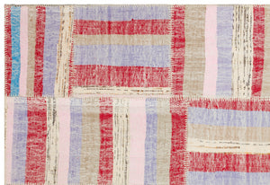 Striped Over Dyed Kilim Patchwork Unique Rug 5'2'' x 7'7'' ft 157 x 232 cm