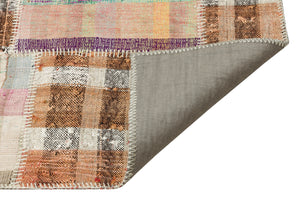 Striped Over Dyed Kilim Patchwork Unique Rug 4'9'' x 6'12'' ft 146 x 213 cm