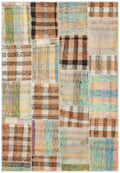Striped Over Dyed Kilim Patchwork Unique Rug 4'9'' x 6'12'' ft 146 x 213 cm