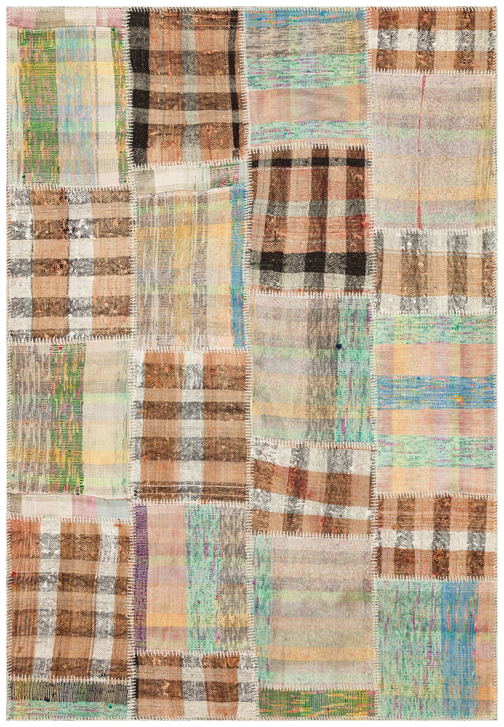 Striped Over Dyed Kilim Patchwork Unique Rug 4'9'' x 6'12'' ft 146 x 213 cm