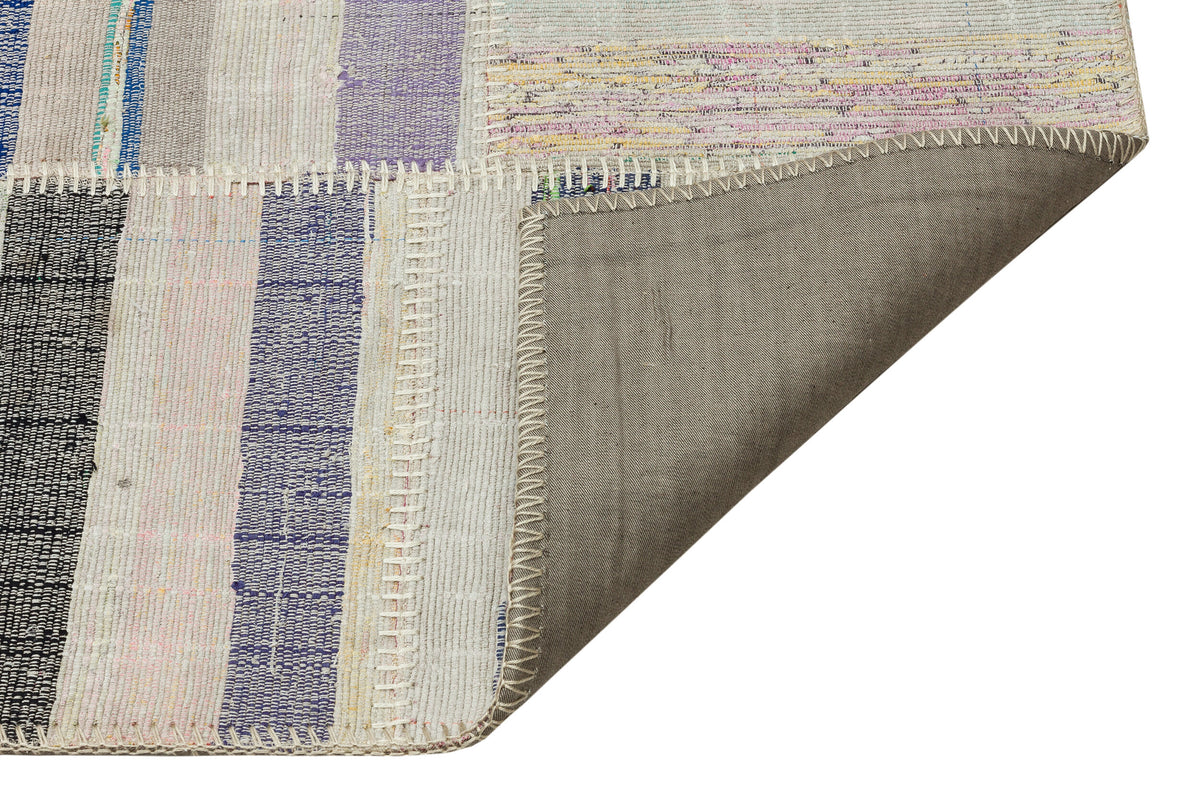 Striped Over Dyed Kilim Patchwork Unique Rug 4&#39;11&#39;&#39; x 7&#39;5&#39;&#39; ft 149 x 226 cm