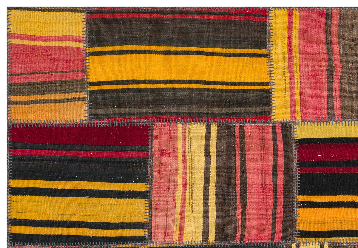 Naturel Over Dyed Kilim Patchwork Unique Rug 5&#39;2&#39;&#39; x 7&#39;6&#39;&#39; ft 157 x 228 cm
