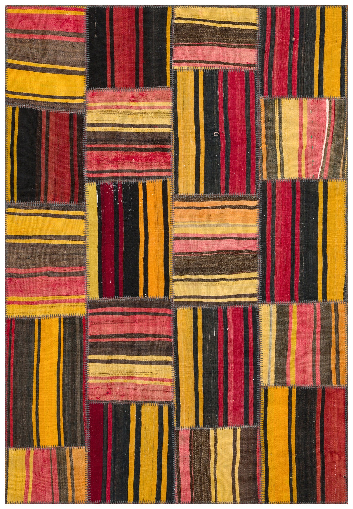 Naturel Over Dyed Kilim Patchwork Unique Rug 5&#39;2&#39;&#39; x 7&#39;6&#39;&#39; ft 157 x 228 cm