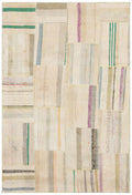 Striped Over Dyed Kilim Patchwork Unique Rug 4'11'' x 7'1'' ft 149 x 215 cm
