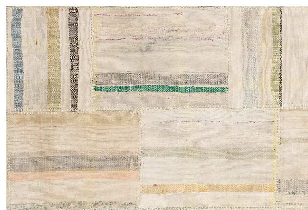 Striped Over Dyed Kilim Patchwork Unique Rug 4&#39;11&#39;&#39; x 7&#39;1&#39;&#39; ft 149 x 215 cm