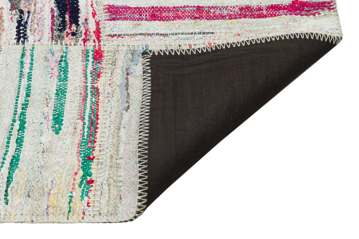 Striped Over Dyed Kilim Patchwork Unique Rug 5&#39;0&#39;&#39; x 7&#39;8&#39;&#39; ft 153 x 233 cm