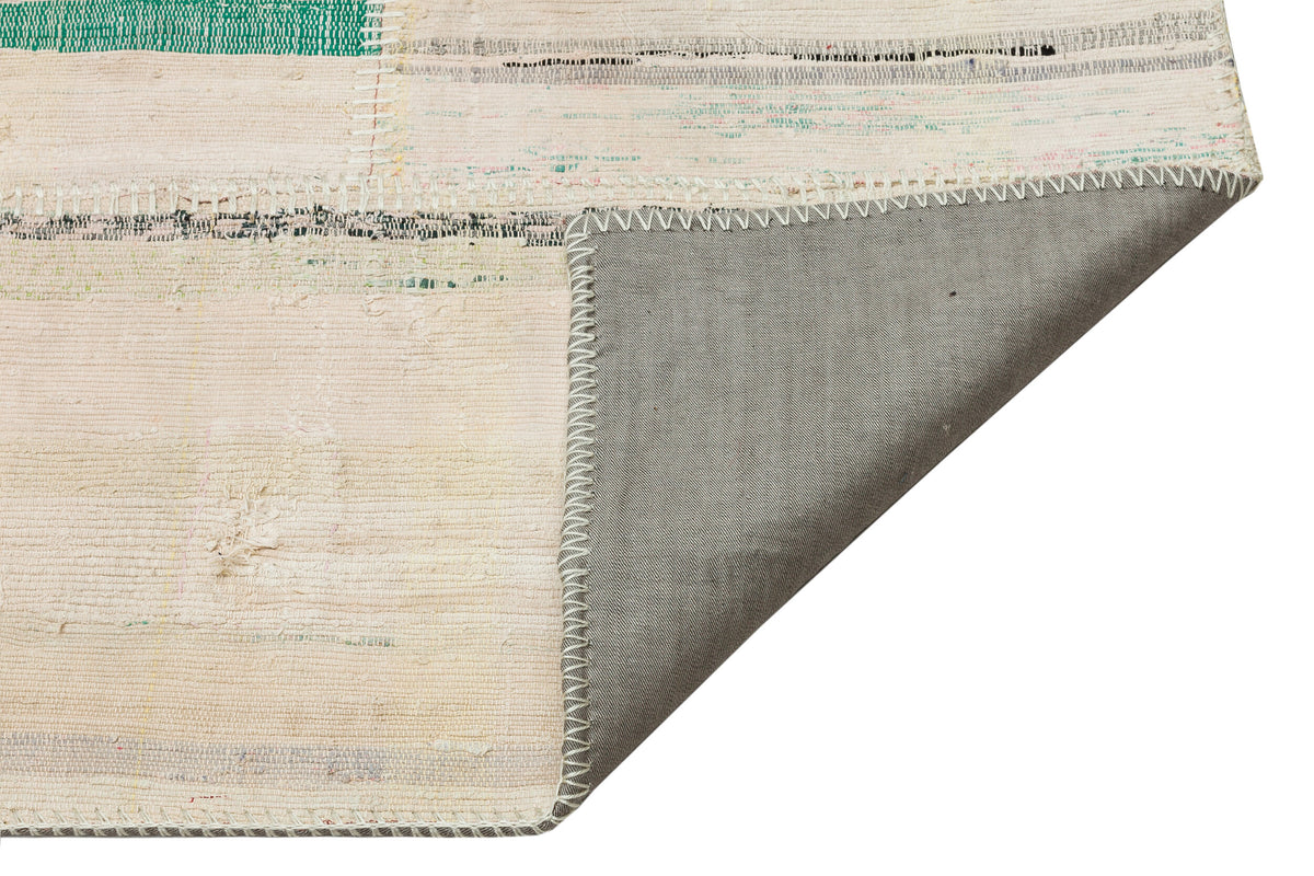 Striped Over Dyed Kilim Patchwork Unique Rug 4&#39;11&#39;&#39; x 7&#39;3&#39;&#39; ft 149 x 222 cm