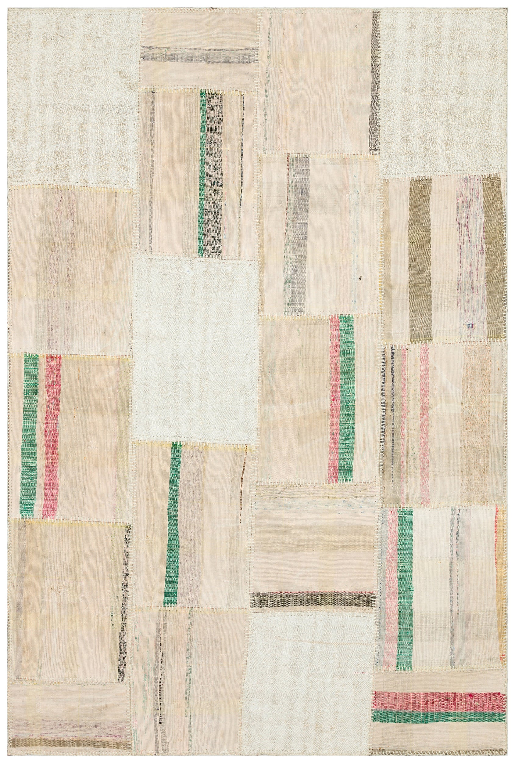 Striped Over Dyed Kilim Patchwork Unique Rug 4'11'' x 7'3'' ft 149 x 222 cm