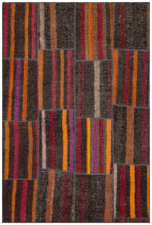 Naturel Over Dyed Kilim Patchwork Unique Rug 5'2'' x 7'7'' ft 157 x 232 cm