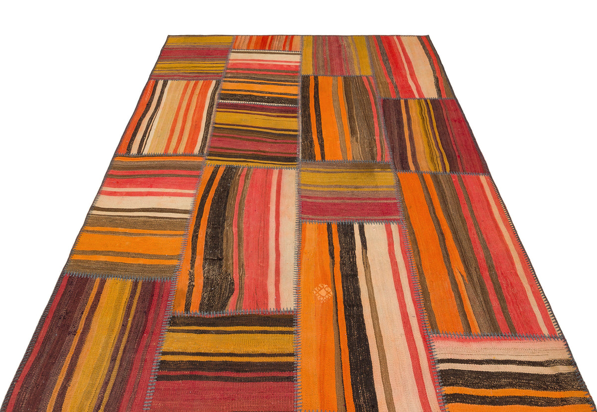 Naturel Over Dyed Kilim Patchwork Unique Rug 5&#39;3&#39;&#39; x 7&#39;7&#39;&#39; ft 160 x 232 cm
