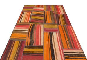 Naturel Over Dyed Kilim Patchwork Unique Rug 5'3'' x 7'7'' ft 160 x 232 cm