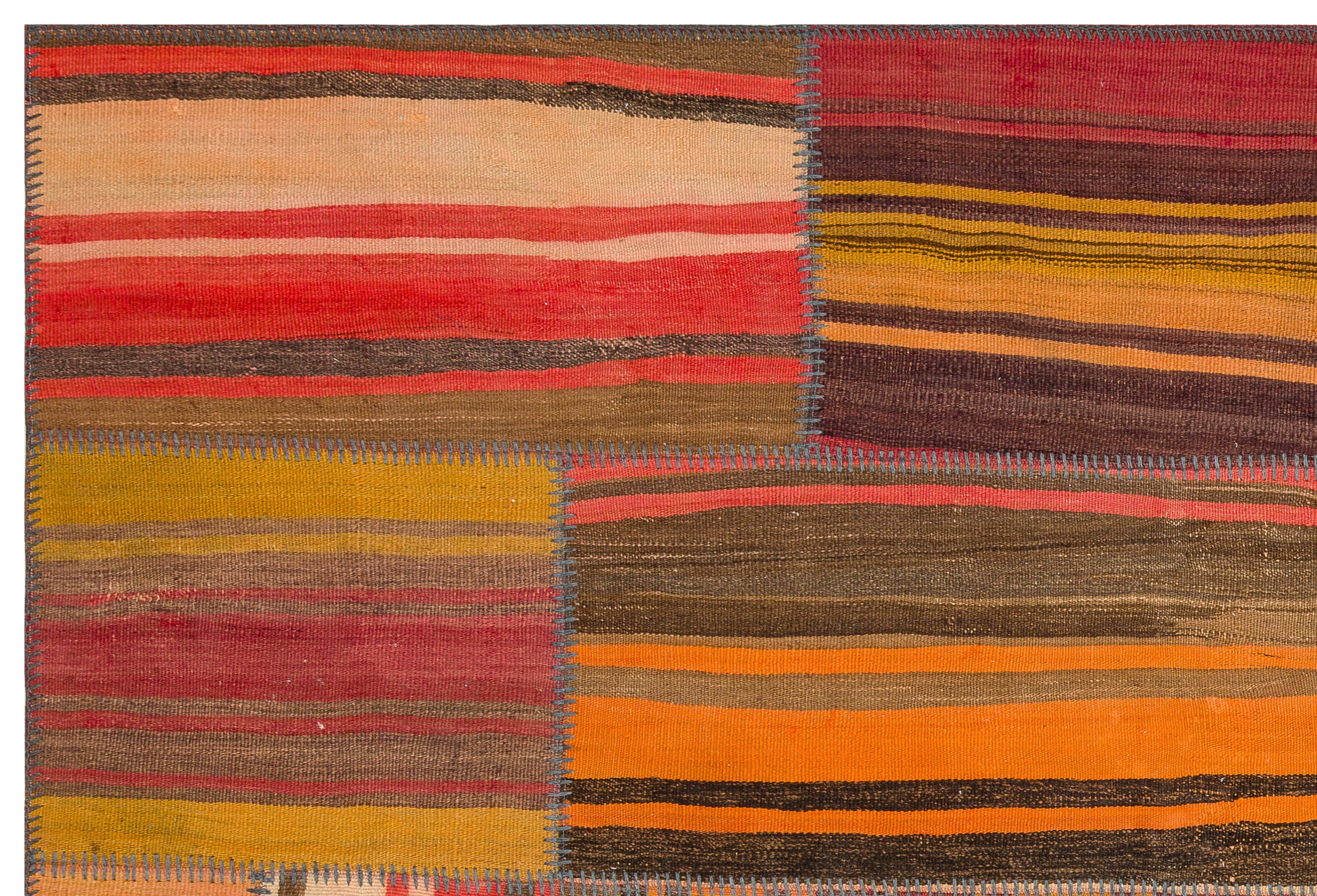 Naturel Over Dyed Kilim Patchwork Unique Rug 5'3'' x 7'7'' ft 160 x 232 cm