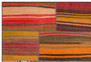 Naturel Over Dyed Kilim Patchwork Unique Rug 5'3'' x 7'7'' ft 160 x 232 cm