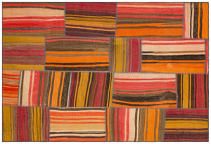 Naturel Over Dyed Kilim Patchwork Unique Rug 5'3'' x 7'7'' ft 160 x 232 cm