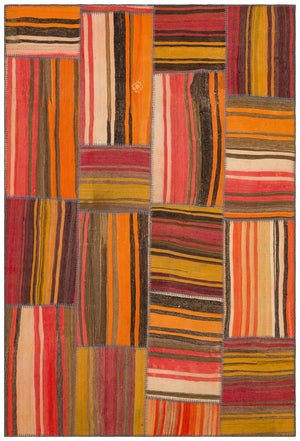 Naturel Over Dyed Kilim Patchwork Unique Rug 5'3'' x 7'7'' ft 160 x 232 cm