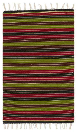 Striped Over Dyed Kilim Rug 2'2'' x 3'6'' ft 67 x 107 cm