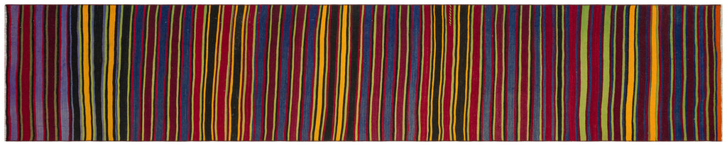 Striped Over Dyed Kilim Rug 2'9'' x 13'6'' ft 83 x 411 cm