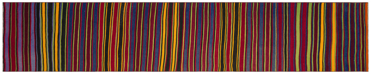 Striped Over Dyed Kilim Rug 2&#39;9&#39;&#39; x 13&#39;6&#39;&#39; ft 83 x 411 cm
