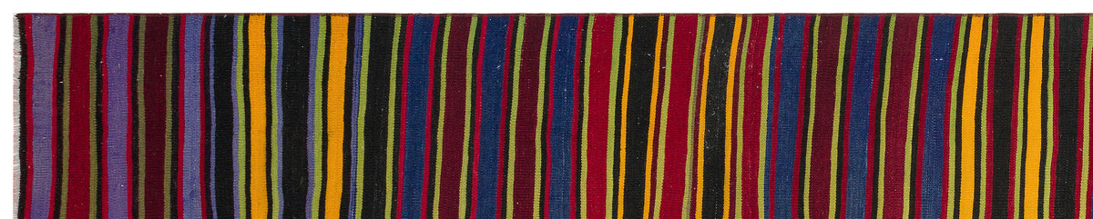 Striped Over Dyed Kilim Rug 2&#39;9&#39;&#39; x 13&#39;6&#39;&#39; ft 83 x 411 cm