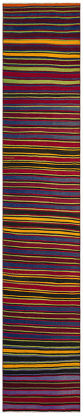 Striped Over Dyed Kilim Rug 2'9'' x 13'6'' ft 83 x 411 cm