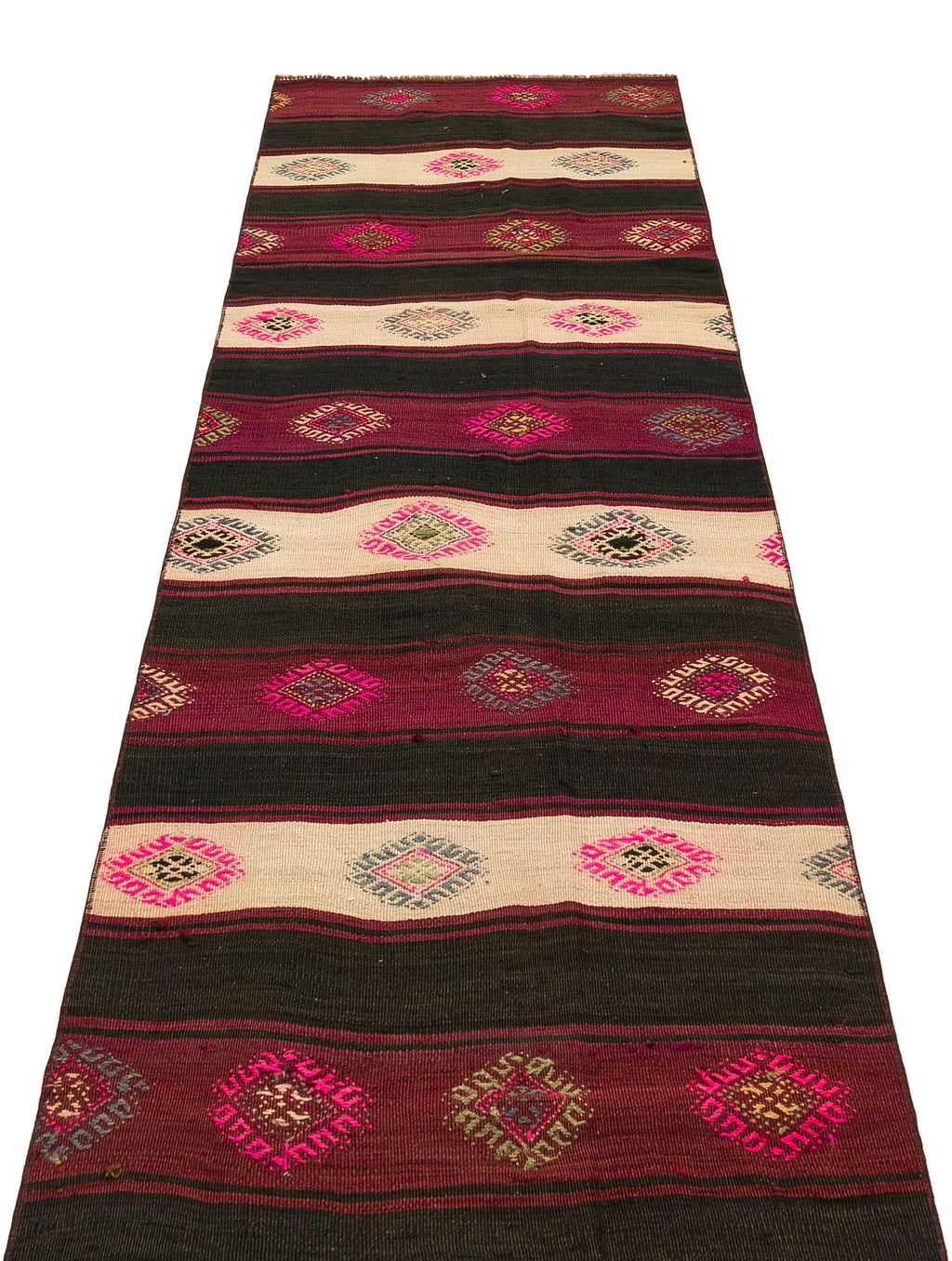 Striped Over Dyed Kilim Rug 2'7'' x 9'6'' ft 80 x 290 cm