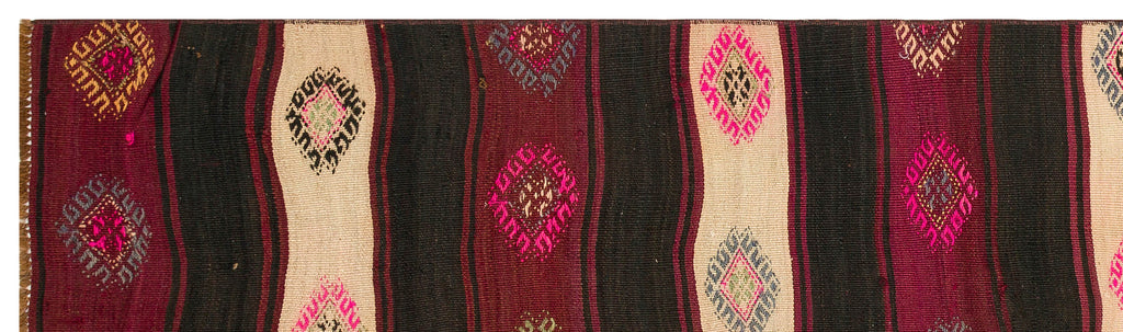 Striped Over Dyed Kilim Rug 2'7'' x 9'6'' ft 80 x 290 cm